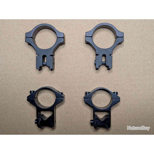 Lot de Colliers pour rail 11mm pour lunette diamtre 25.34 et 30mm