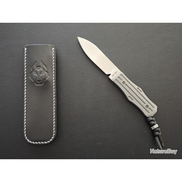 Jack Wolf Knives - Vampire FIXed Titanium Fluted NEUF