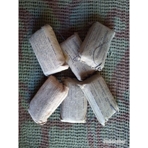 Lot de 6 pansements individuels franais 1949 - anne  1952  1954