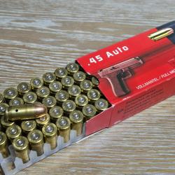 10 munition en 45 ACP neutralisé de marque Geco avec boite et douille