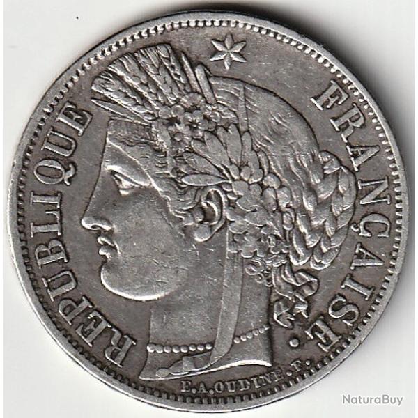 Pi�ce de Monnaie ARGENT France 5 francs C�r�s IIe R�publique 1849 A