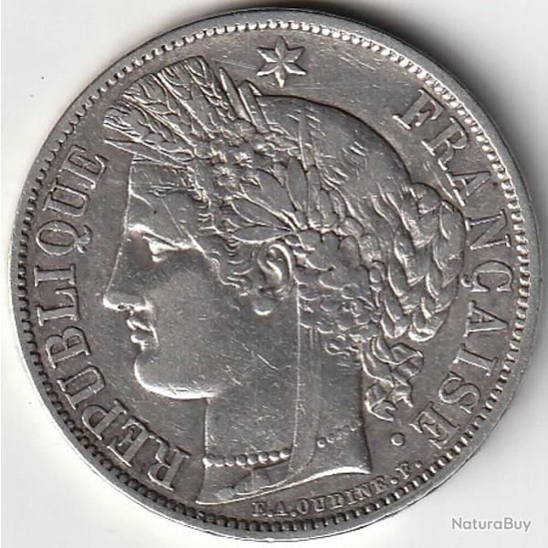 Pi�ce de Monnaie ARGENT France 5 francs C�r�s IIe R�publique 1850 A