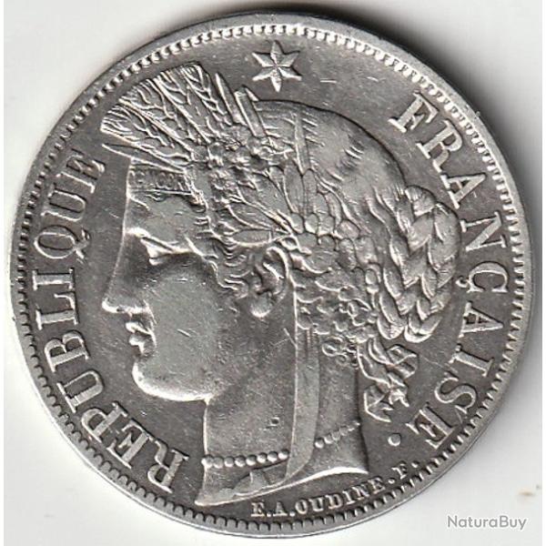 Pi�ce de Monnaie ARGENT France 5 francs C�r�s IIe R�publique 1851 A