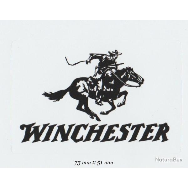 Autocollant :   Winchester  "rectangulaire inscription noir sur fond blanc "