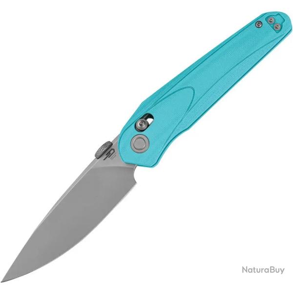 Couteau Bestech Mothus Lame Acier 14C28N Manche G10 Tiffany Blue Bar Lock Clip BTKG67D