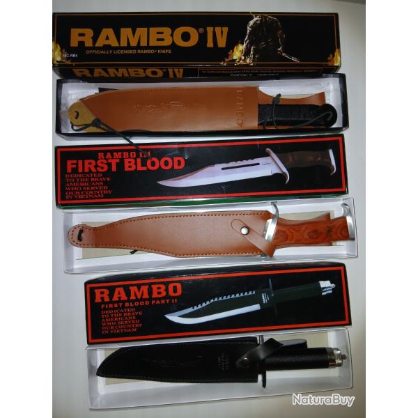 Lot couteaux Rambo 2, 3 et 4 neufs