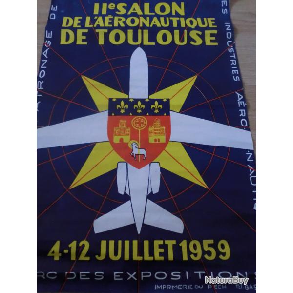 ancienne  affiche 11eme  salon de l ar�aunautique 4-12 juillet 1959