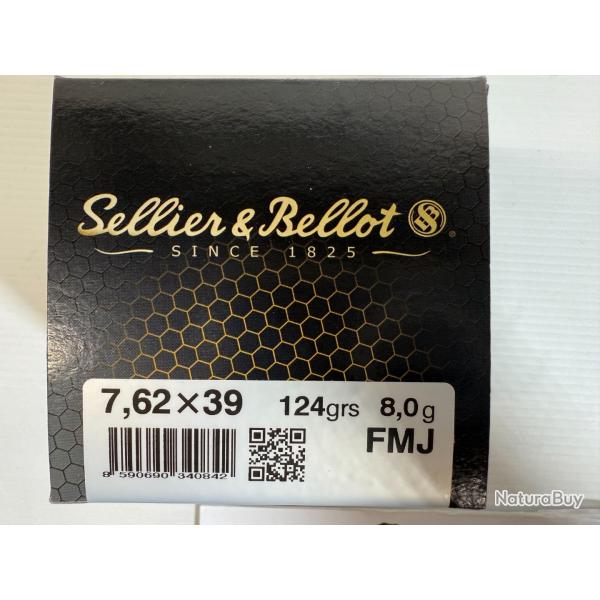 SELLIER BELLOT CAL 7.62X39 124GR 8G FMJ VENDU PAR 4 BOITES DE 50 BALLES FRAIS DE PORT OFFERT