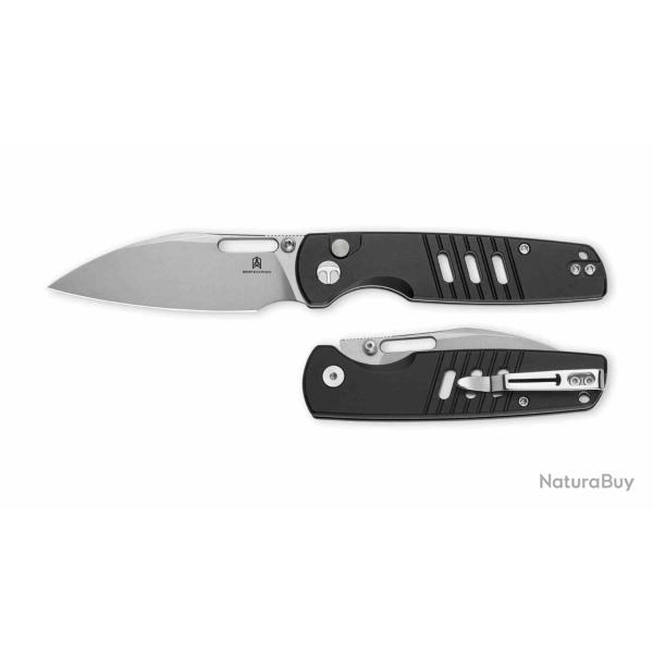 Couteau Bestechman Vector Black Lame Wharncliffe Acier D2 Manche Alu Bouton Lock BTKMK15A
