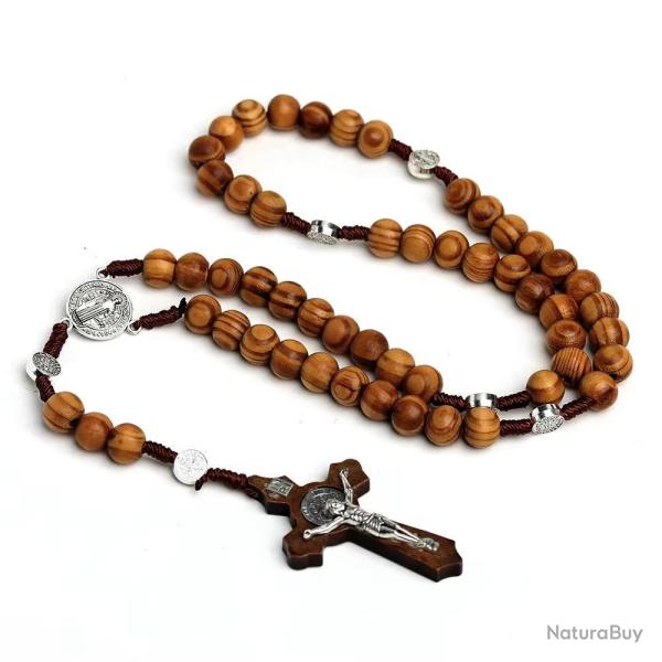 Chapelet en bois - M�daille de Saint Beno�t