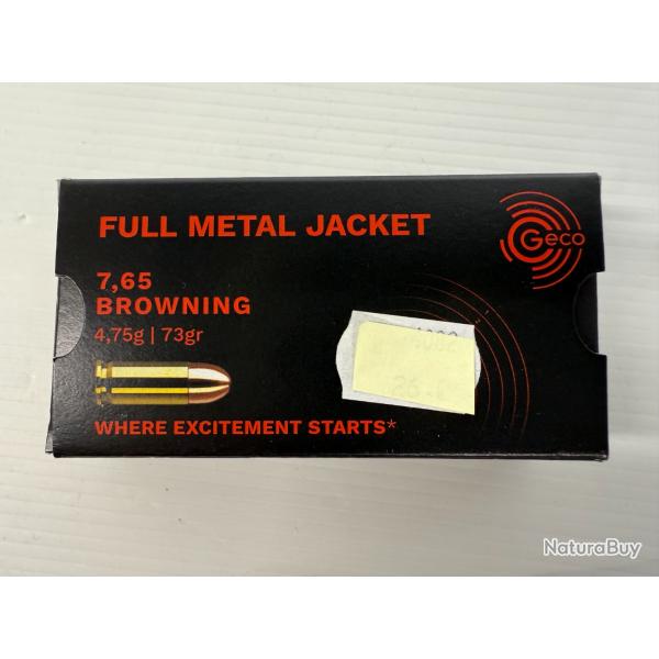 GECO CAL 7.65 BROWNING 4.75G/73GR VENDU PAR 4 BOITES DE 50 BALLES FRAIS DE PORT OFFERT
