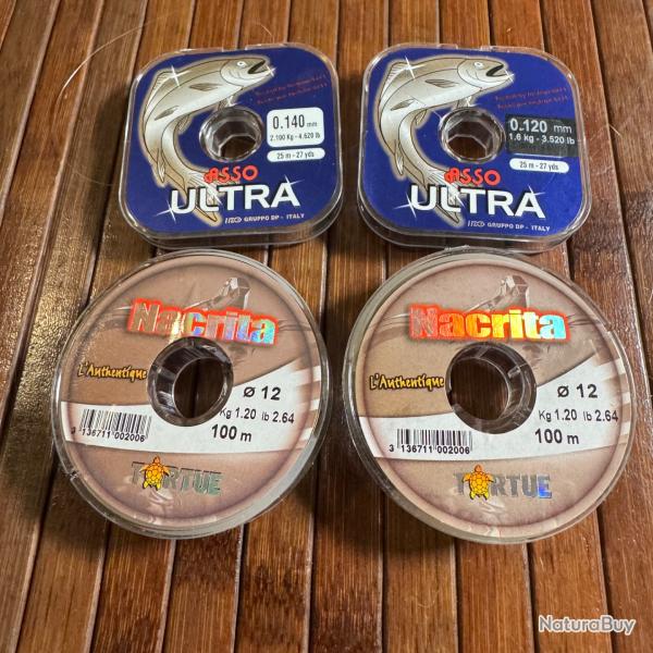 DESTOCKAGE PCHE LOT DE 4 bobines TORTUE NACRITA ET ASSO ULTRA