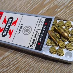 20 munitions de 9 mm Luger neutralis&eacute; et 40 douilles de marque Winchester super X target avec boite
