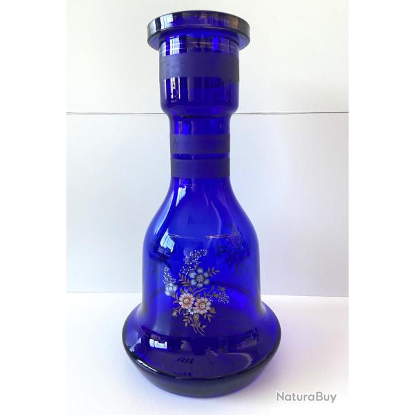 Atypique Gros Vase Photophore Verre �pais Bleu Cobalt D�coratif Carafe Pichet