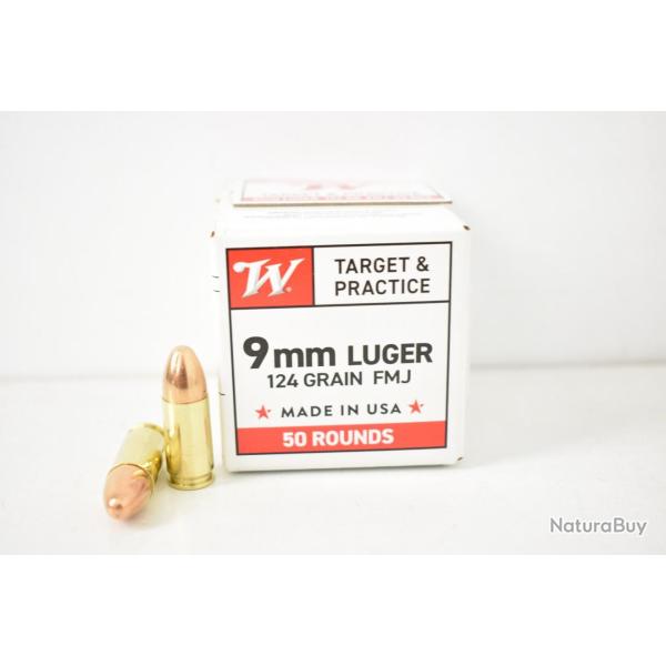 Vente flash !1000 Munitions Winchester 124 gr FMJ cal. 9x19