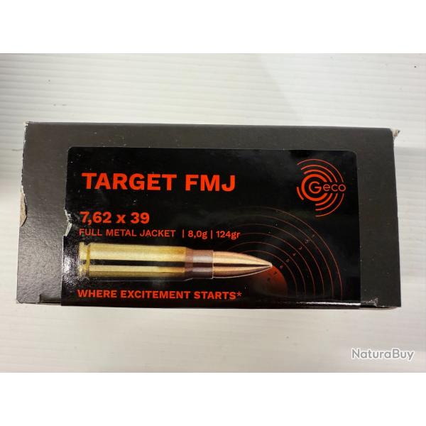 GECO CAL 7.62X39 FMJ 8G/124GR VENDU PAR 6 BOITES DE 50 BALLES FRAIS DE PORT OFFERT