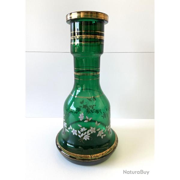 Atypique Gros Vase Photophore Verre �pais Vert Sapin D�coratif Carafe Pichet