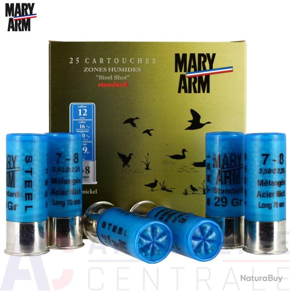 LOT DE 100 CARTOUCHES MARY ARM STEEL 29 CAL 12X70 29GR N 7+8