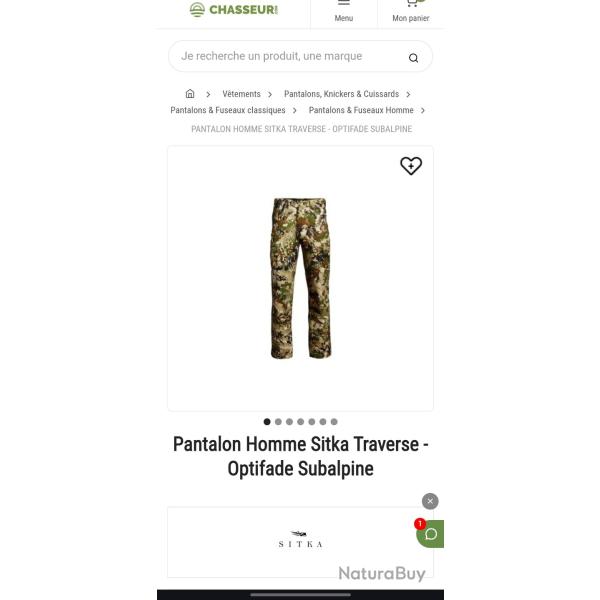 Pantalon Sitka Traverse - Optifade Subalpine (Homme) Taille 30R