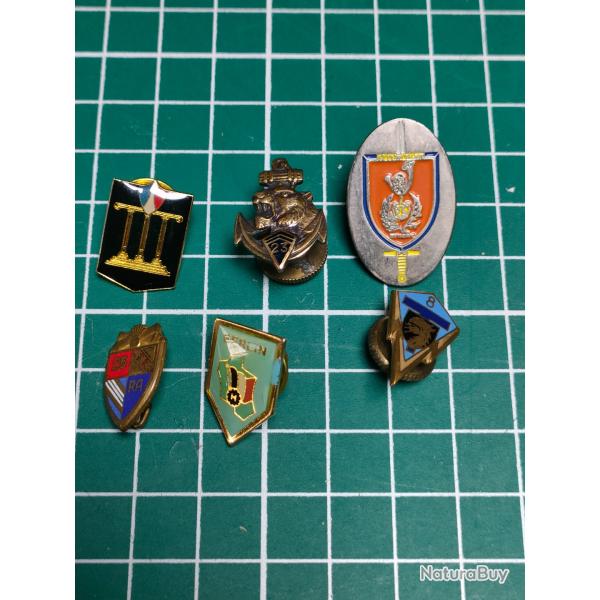 Lot de 6 insignes en r�duction, 23 �me ric, ffa, etc...