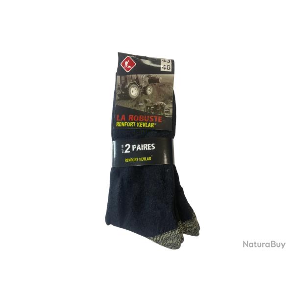 LOT DE 2 PAIRES DE CHAUSSETTES ROBUSTE NOIR RENFORT KEVLAR bf