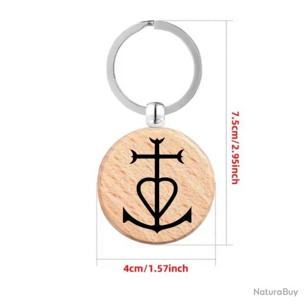 Porte cl croix de Camargue ides cadeaux original Nol ftes des pres anniversaire recto/verso z4