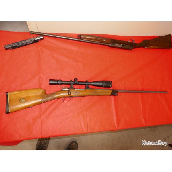 Carabine MAUSER 1896/38 SUEDOISE modifi�e en 22 Hornet  monocoup