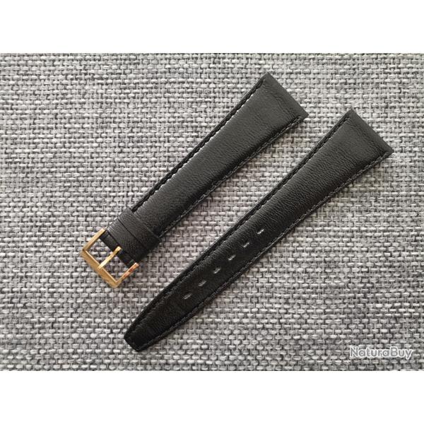Bracelet noir de montre cuir de phoque 20 mm neuf
