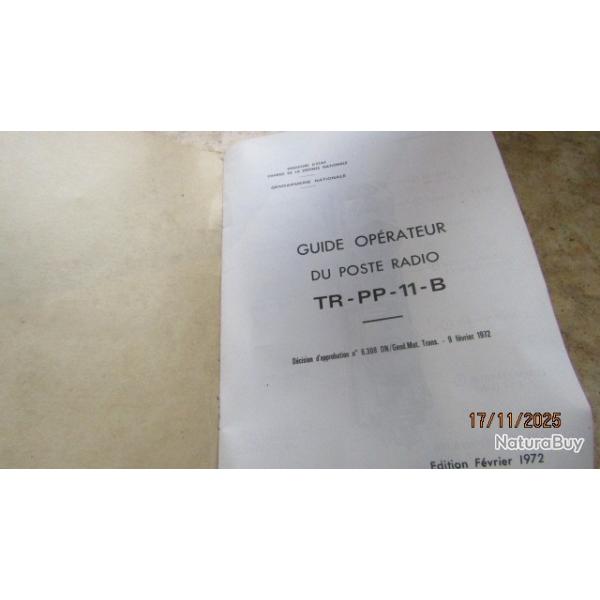 fin manuel mmento  poste radio TRPP 11 guide  de 1972 talky walky