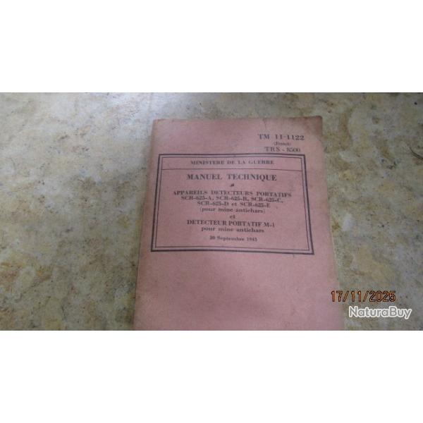 manuel dtecteur de mtaux US army ww2 French seconde guerre BE et rglementaire