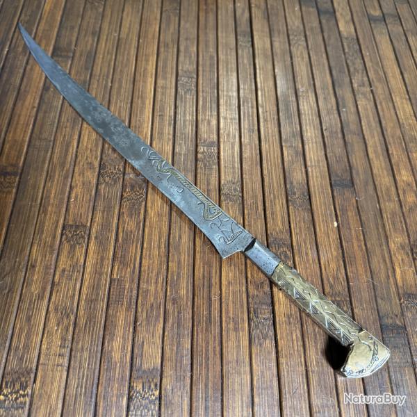 GRAND POIGNARD AFRIQUE NORD FLISSA ACIER LAITON  37 cm