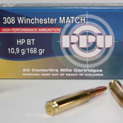 CARTOUCHE PPU 168GR HPBT CAL. 308 WIN X20