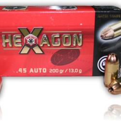 Cartouche Cal. 45 AUTO HEXAGON 200GR GECO x50