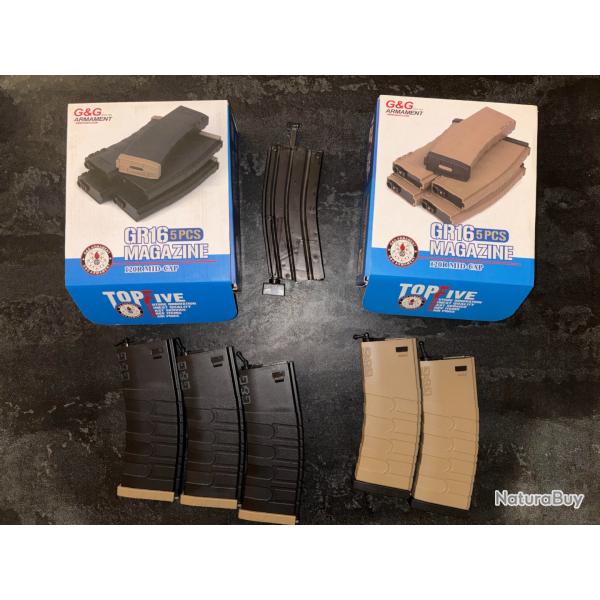 Chargeurs Mid-cap GR16 120 billes 3 Black + 2 Tan et BB loader