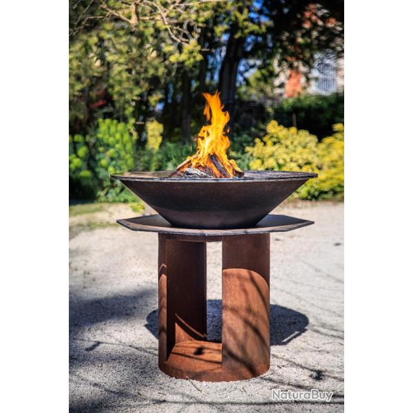 BF25 ! Brasero plancha  bois Random Fire Ball 100 cm / Pack Grille et Bache