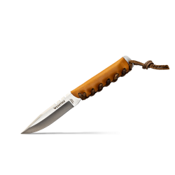 Wildsteer BABY WILD - Couteau Outdoor Premium en Cuir Gold | Lame Sandvik 14C28N
