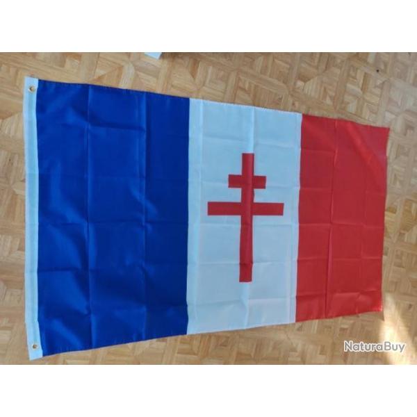 DRAPEAU FRANCE " CROIX DE LORRAINE"  90 X 150 CM