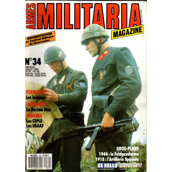 Militaria magazine 34 police militaire germanique, sahariens l�gion, insignes tissus usaaf, d�cima m
