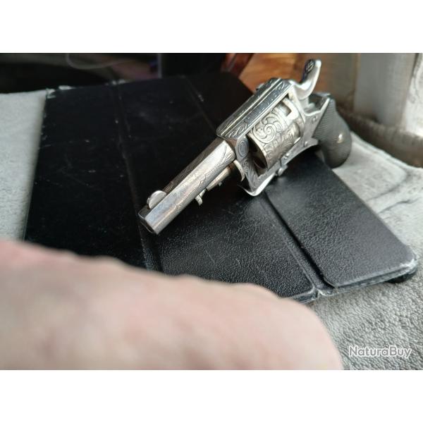 Revolver bulldog de toute beaut� tout sculpter poli blanc simple et double action