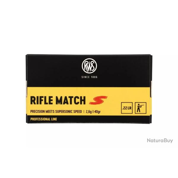 50 balles RIFLE MATCH S Cal. 22LR 40 GRS RWS