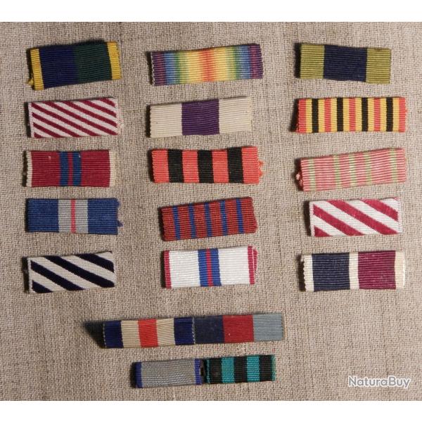 Lot 17 rubans pour ordres et m�dailles d'Angleterre