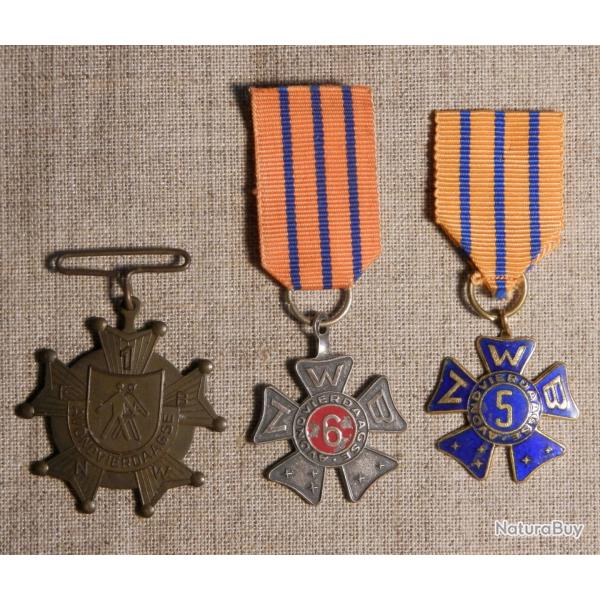 Lot de 3 m�dailles sportives des Pays-Bas