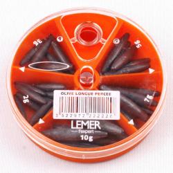 PLOMB BOITE OLIVE LONGUE X5 - PERCEE - LEMER