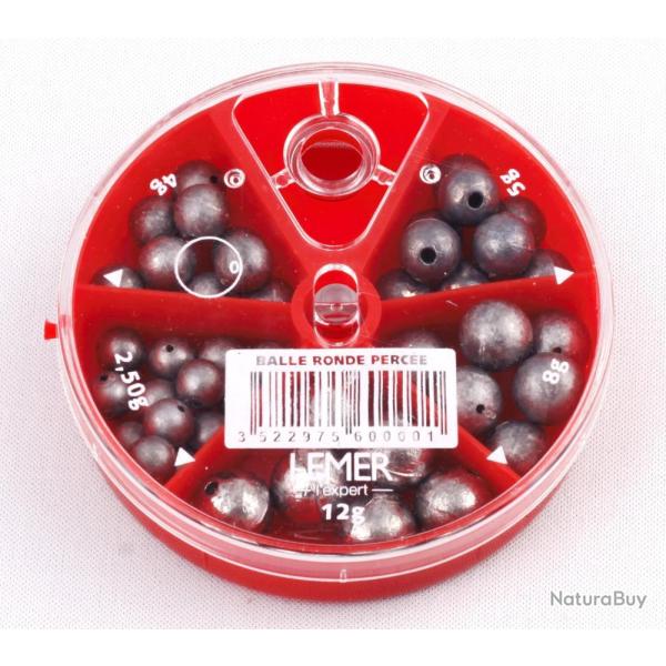 PLOMB BOITE BALLE RONDE PERCEE X5 - LEMER