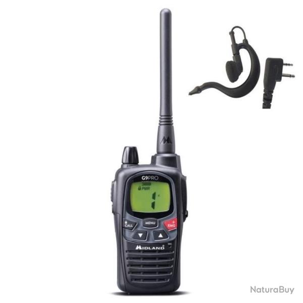 TALKIE WALKIE G9 PRO NOIR AVEC OREILLETTE - MIDLAND