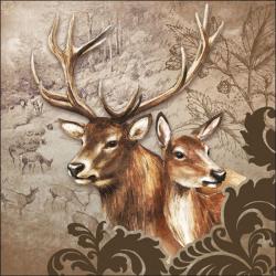 SERVIETTE COUPLE CERF BICHE - AMBIENTE