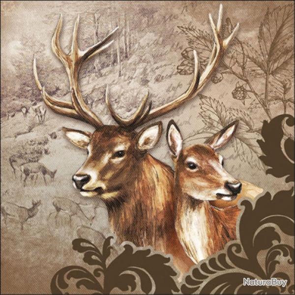 SERVIETTE COUPLE CERF BICHE - AMBIENTE