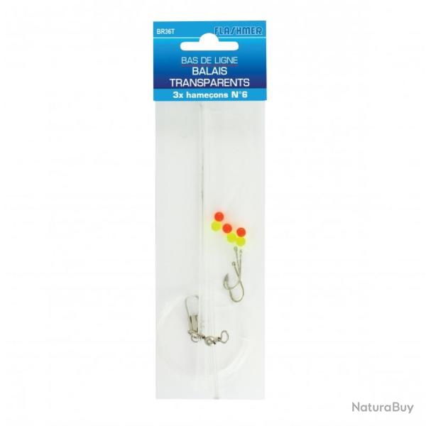 BAS DE LIGNE BALAIS TRANSPARENTS 3 HAM - 6/20 - FLASHMER