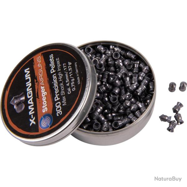 PLOMBS 4.5MM XMAGNUM TETE POINTUE 0.75G - STOEGER