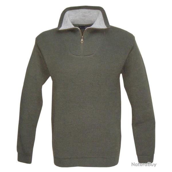 PULL COL ZIP CAMIONNEUR KAKI - 2XL - KALAHARI